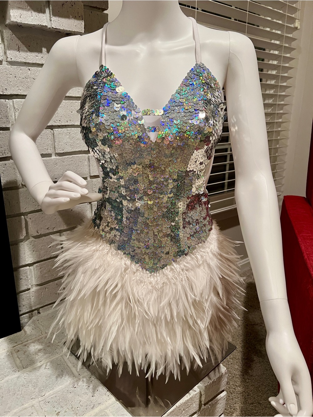 Iridescent Sequin & Feather Dance Costume